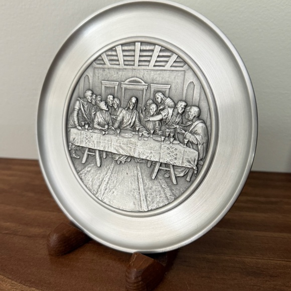 The Last Supper 3D Vintage Selangor Pewter Plate 5 5/8" - Picture 1 of 6